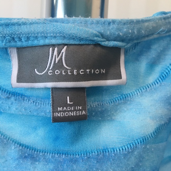 JM Collection blue ruffled t-shirt Size L - Picture 4 of 9